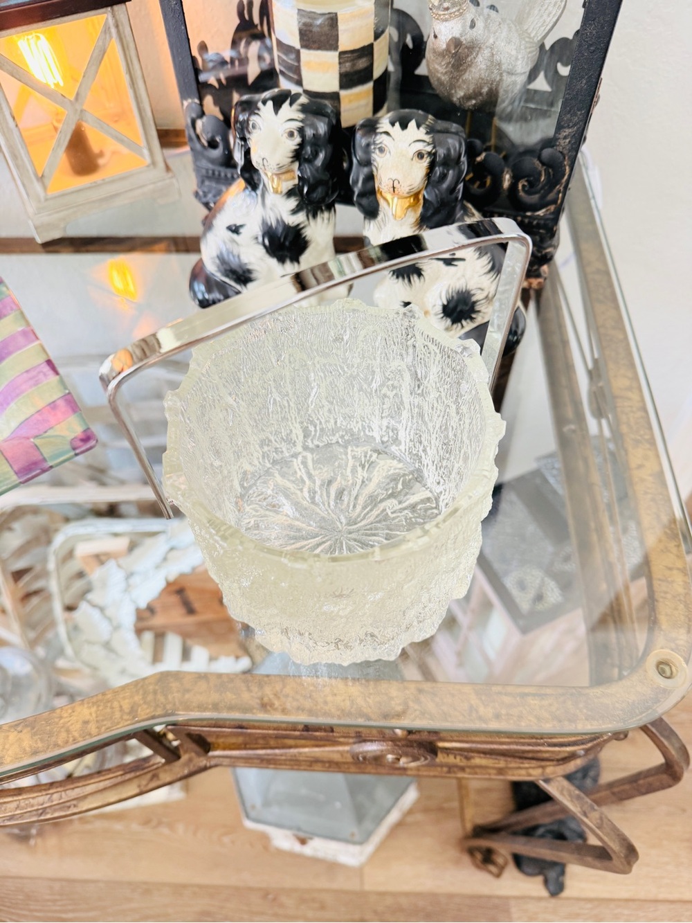 MCM Littala “Seita” Icicle Glass Ice Bucket by Tapio Wirkkala Chrome Handle - Picture 9 of 17